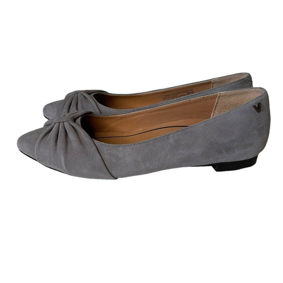 Vionic Gramercy Ballet Flat Size 7 Pointed Gray Suede Bow Slip On Shoes - Picture 5 of 7